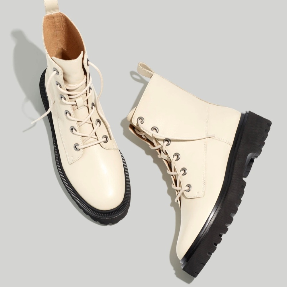 NIB Madewell Rayna Lace-Up Boot in Leather